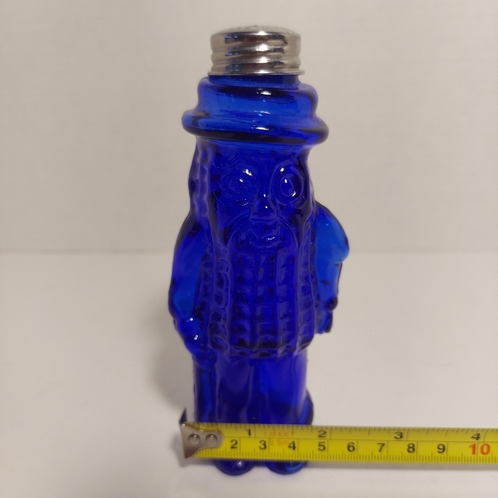 PLANTERS MR. PEANUT Cobalt Blue Glass Salt / Pepper Shaker Advertising Colorful - Picture 10 of 12